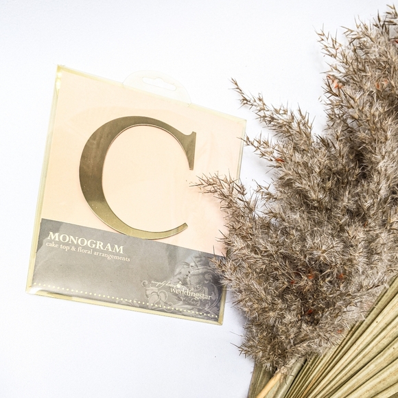 C Cake Topper Letter C Metal Gold Monogram Wedding - Picture 3 of 4